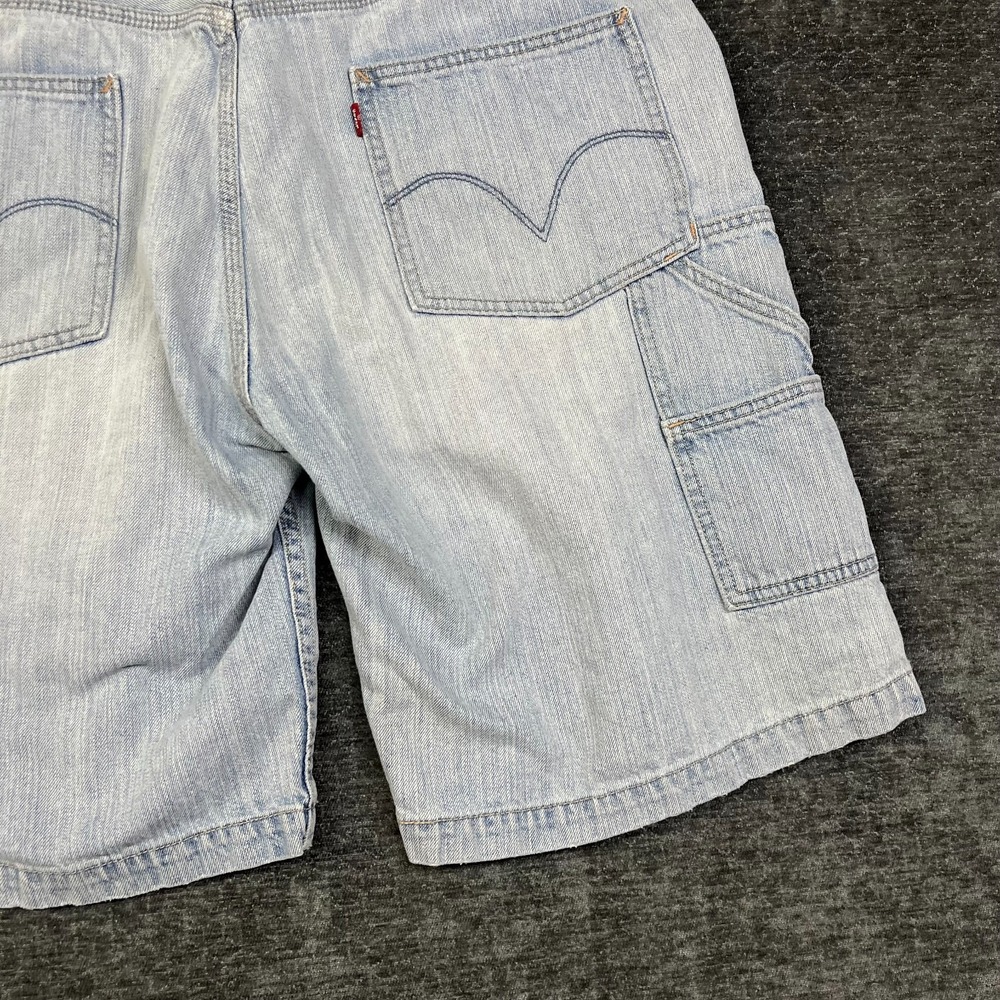 Vintage Levi's Carpenter Denim Shorts Men's Light Wash Pockets Workwear - W36 - Picture 6 of 16